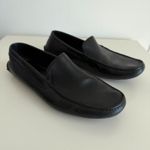 Prada Loafers Men 9 Black Leather Moccasins Driver Slip On Dress Shoe Italy Made - Picture 2 of 12